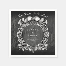 Servilleta De Papel Black Rustic Wood Skulls Gothic Boda
