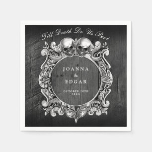 Servilleta De Papel Black Rustic Wood Skulls Gothic Boda