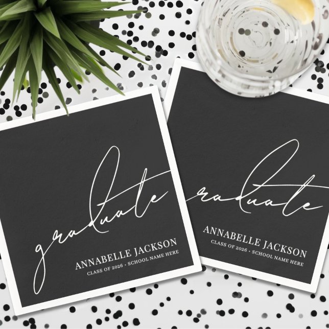 Servilleta De Papel Black Script Graduation (Black Script Graduation Napkins)