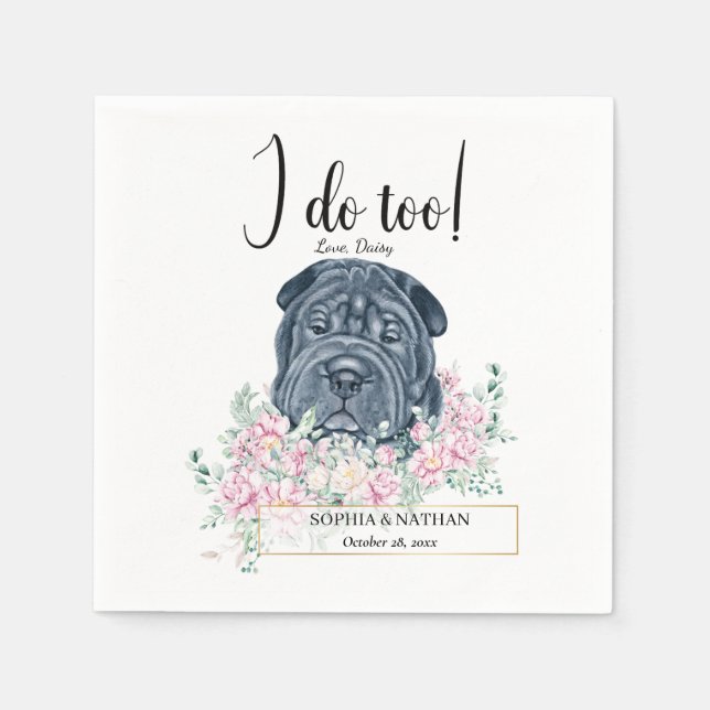 Servilleta De Papel Black Shar Pei Dog Boda Cocktail Napkins (Anverso)