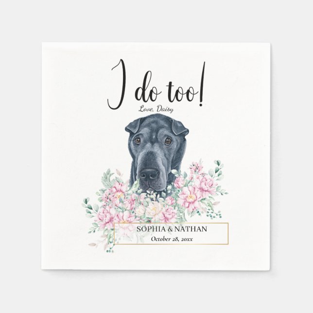 Servilleta De Papel Black Shar Pei Dog Boda Cocktail Napkins (Anverso)
