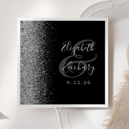 Servilleta De Papel Black Silver Glitter Wedding