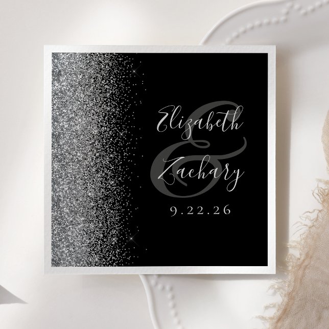 Servilleta De Papel Black Silver Glitter Wedding (Subido por el creador)