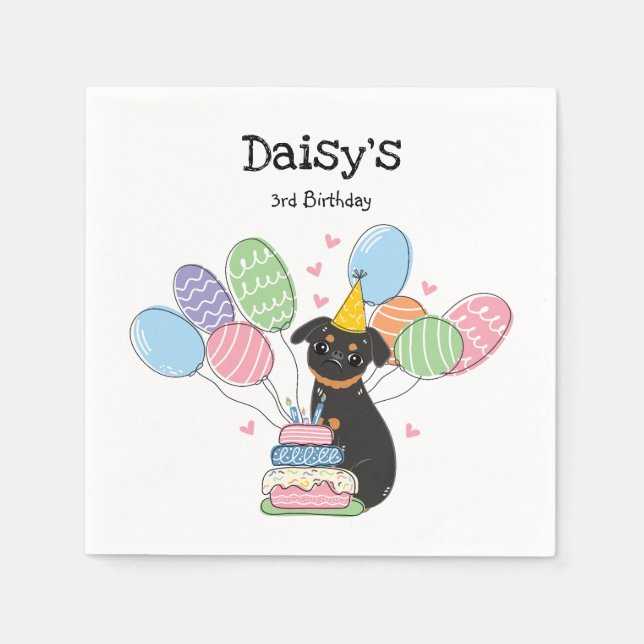 Servilleta De Papel Black Tan Brussels Griffon Birday Paper (Anverso)