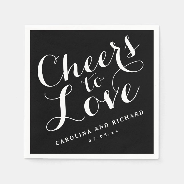 Servilleta De Papel Black Tie Cheys to Love | Boda Napkins (Anverso)