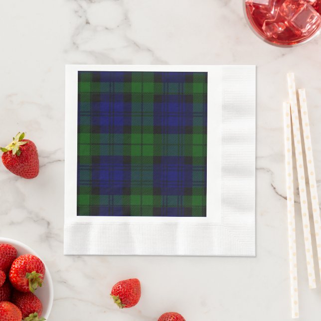 Servilleta De Papel Black Watch Tartan Blue Green Plage (In situ)