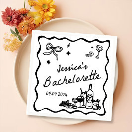 Servilleta De Papel Black Whimsical Coctail Bachelorette Party