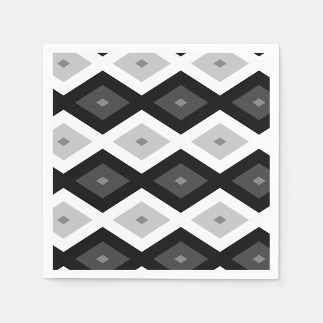 Servilleta De Papel Black, white and grey diamond pattern (Anverso)