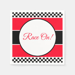 Servilleta De Papel Black White Check con rojo