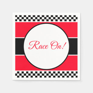 Servilleta De Papel Black White Check con rojo