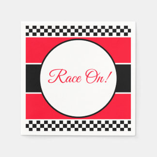 Servilleta De Papel Black White Check con rojo