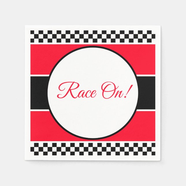 Servilleta De Papel Black White Check con rojo (Anverso)