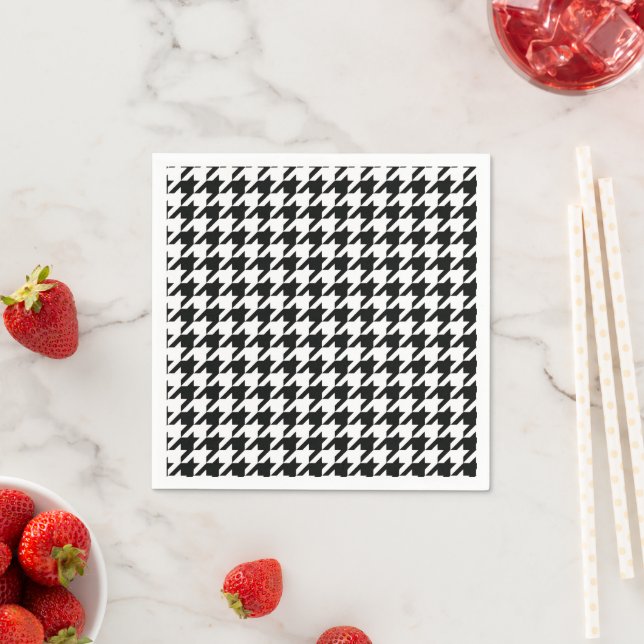 Servilleta De Papel Black White Classic Houndstap Check (In situ)