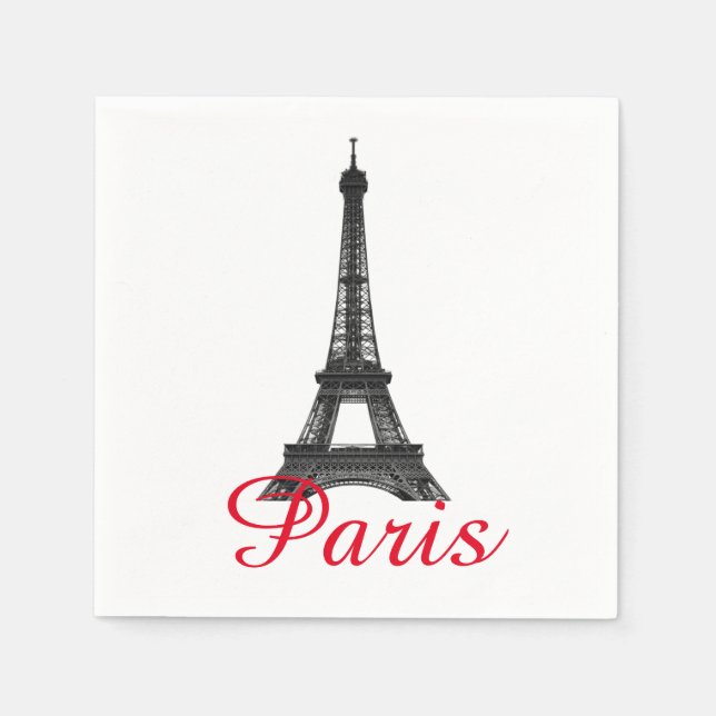 Servilleta De Papel Black White Eiffel Tower Paris Love City Travel (Anverso)