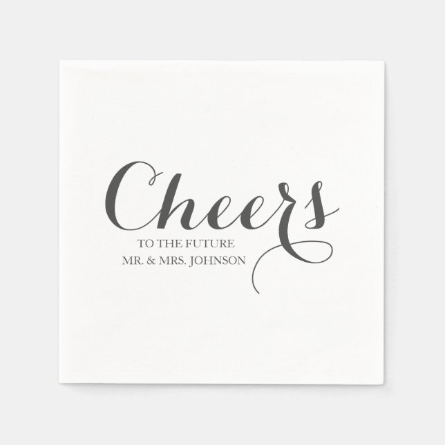 Servilleta De Papel Black White Future Sr. y Sra. Name Boda (Anverso)