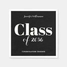 Servilleta De Papel Black White Graduation Party Napkins Customizable