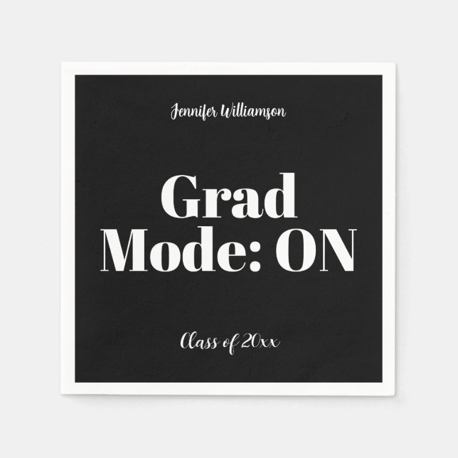 Servilleta De Papel Black White Graduation Party Napkins Customizable (Anverso)