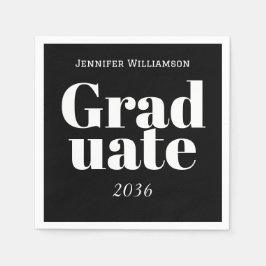 Servilleta De Papel Black White Graduation Party Napkins Customizable