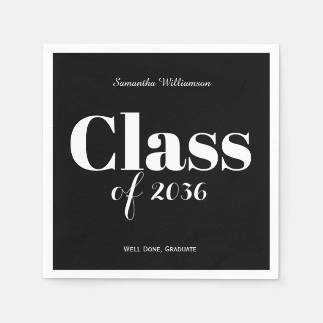 Servilleta De Papel Black White Graduation Party Napkins Customizable (Anverso)