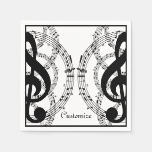 Servilleta De Papel Black & White Mirror Image Music 2 Napkins