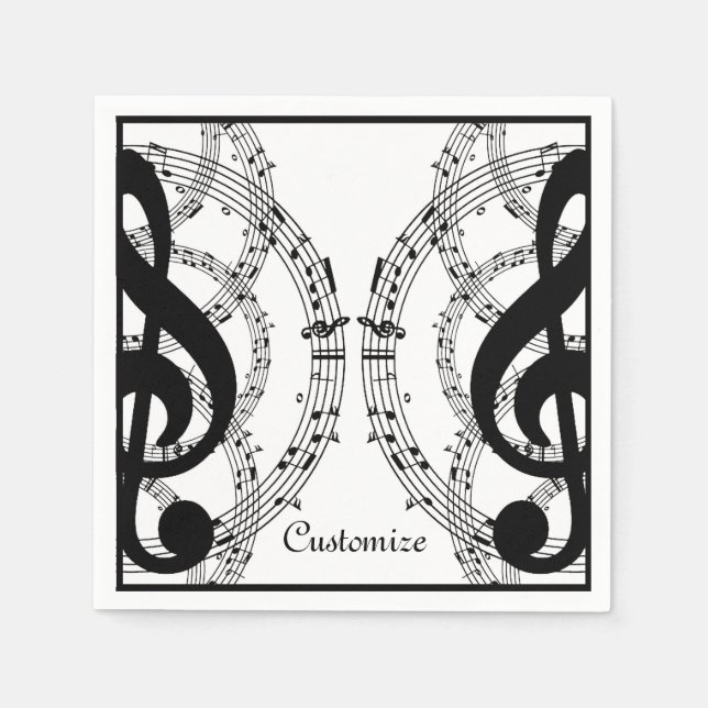 Servilleta De Papel Black & White Mirror Image Music 2 Napkins (Anverso)