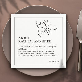 Servilleta De Papel Black White Modern Fun Facts Heart Script Cocktail