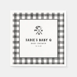 Servilleta De Papel Black White Plaid Gingham Baby Q Baby Shower