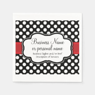 Servilleta De Papel Black White Red Polka Dot Retro Cute Consultor