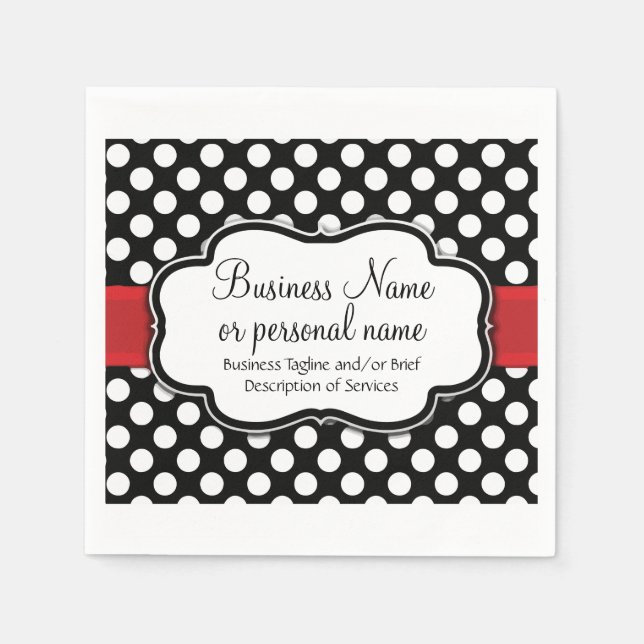 Servilleta De Papel Black White Red Polka Dot Retro Cute Consultor (Anverso)