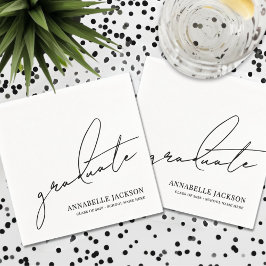 Servilleta De Papel Black White Script Graduation