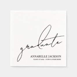 Servilleta De Papel Black White Script Graduation