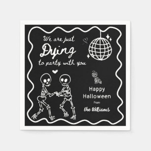 Servilleta De Papel Black White Whimsical Quirky Mano dibujada Hallowe