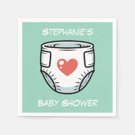 Servilleta De Papel Black & White with a Red Heart Baby Diaper