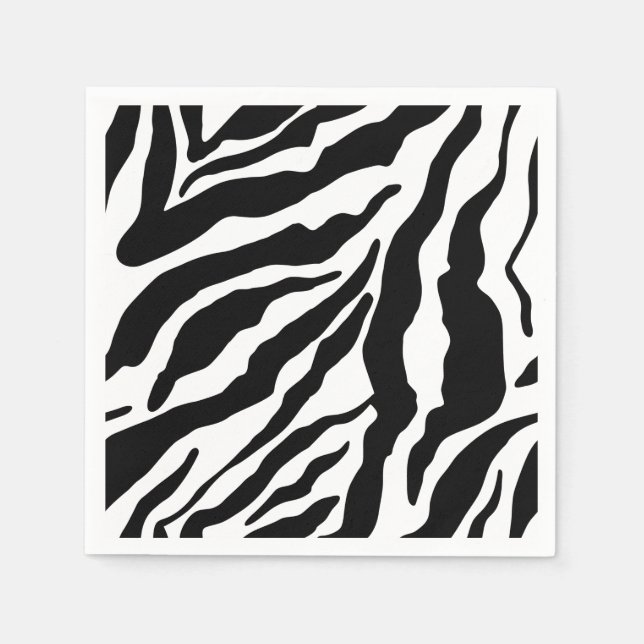 Servilleta De Papel Black& White Zebra Stripes Safari Animal Print  (Anverso)