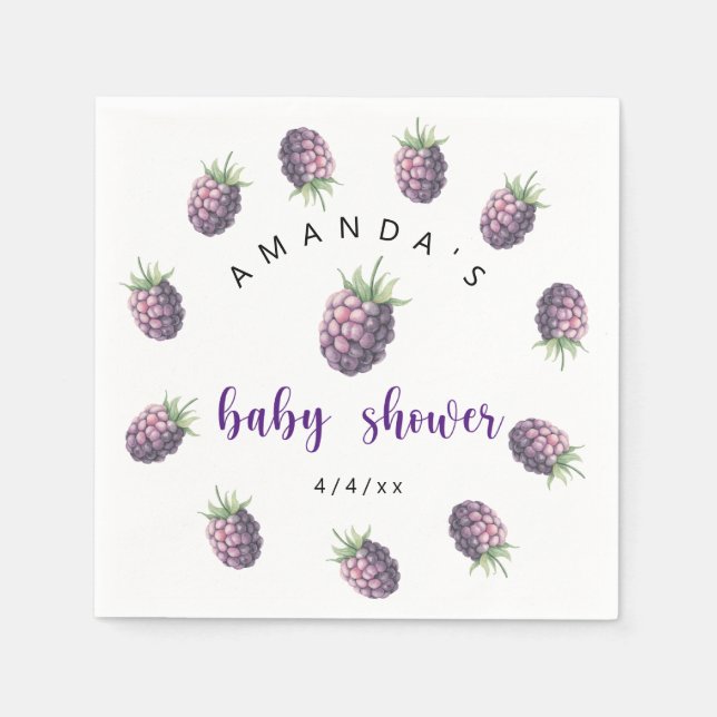 Servilleta De Papel Blackberries - Ducha para bebés (Anverso)