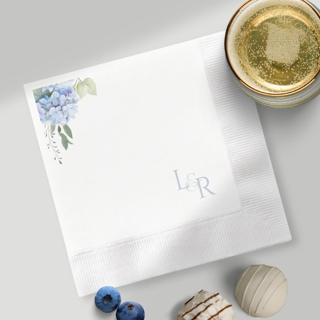 Servilleta De Papel Blanca | Boda de hidrangea azul acuarela (Subido por el creador)