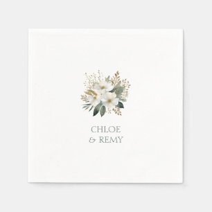 Servilleta De Papel Blanca   Foliage floral acuarela y nombres de pare