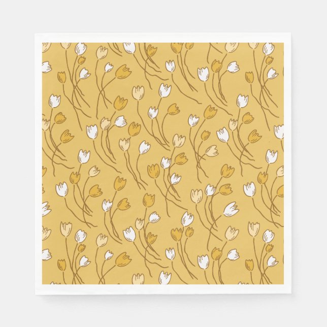 Servilleta De Papel Blanco amarillo tulipano blanco (Anverso)