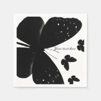 Blanco con mariposas negras Moda Personalizado Fie