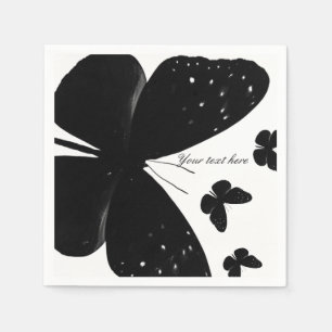 Servilleta De Papel Blanco con mariposas negras Moda Personalizado Fie