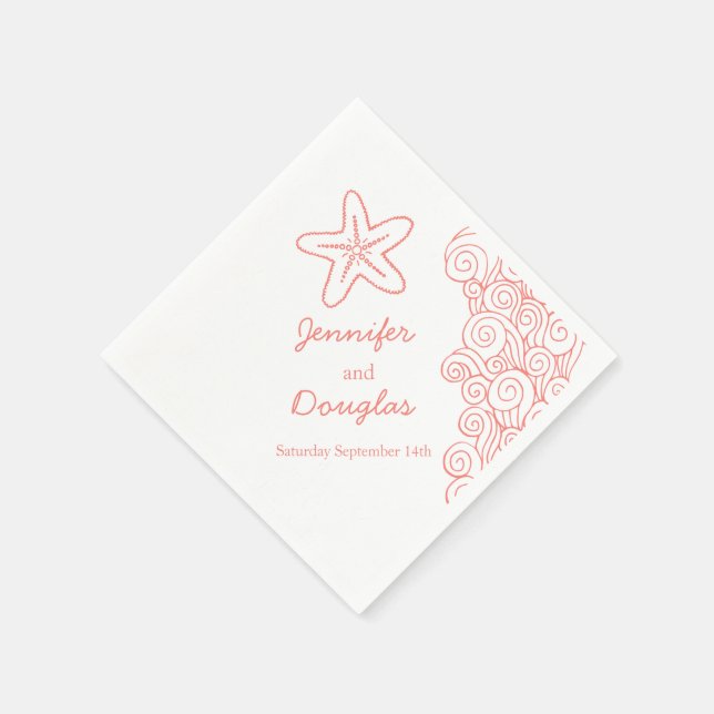 servilleta de papel blanco de la estrella del mar  (Borde)