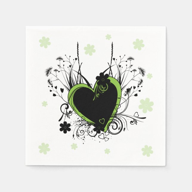 Servilleta De Papel Blanco del corazón verde (Anverso)