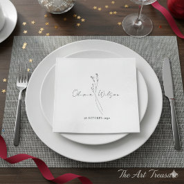 Servilleta De Papel Blanco Elegante Minimalista Botánico