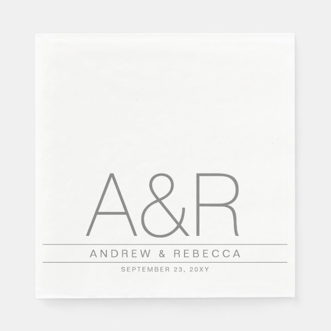 Servilleta De Papel Blanco gris Minimalista y personalizado (Anverso)