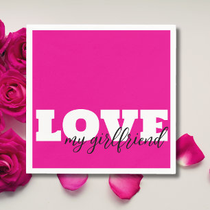 Servilleta De Papel Blanco LOVE Rosa Caliente de San Valentín