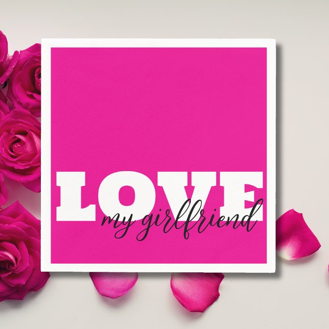 Servilleta De Papel Blanco LOVE Rosa Caliente de San Valentín (Subido por el creador)