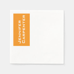 Servilleta De Papel Blanco minimalista profesional y moderno naranja