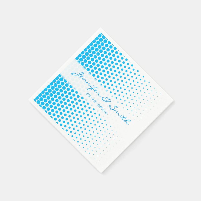 Servilleta De Papel Blanco moderno del Punto de Polka Azul del cielo (Borde)