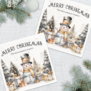 Servilleta De Papel Blanco Negro Festivo Invierno Navidad
