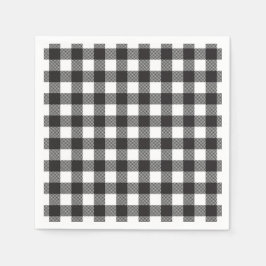 Servilleta De Papel blanco negro Gingham Buffalo Plaid Farmhouse